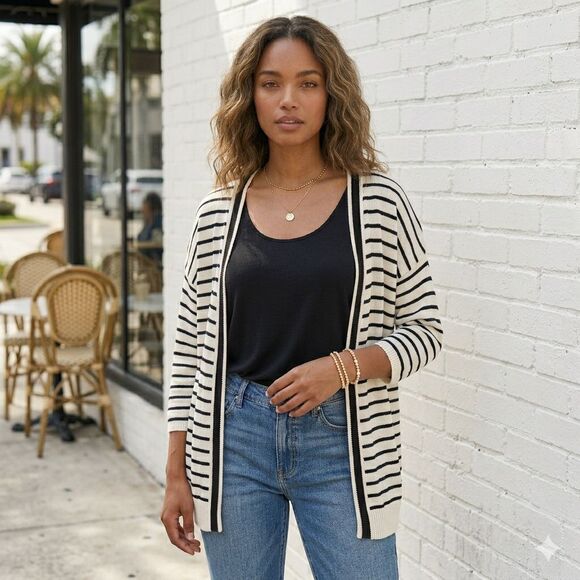 Emanuel Ungaro Sweaters - Vintage Emanuel Ungaro Silk Cardigan Sweater Womens Large Stripe Y2K Made in USA
